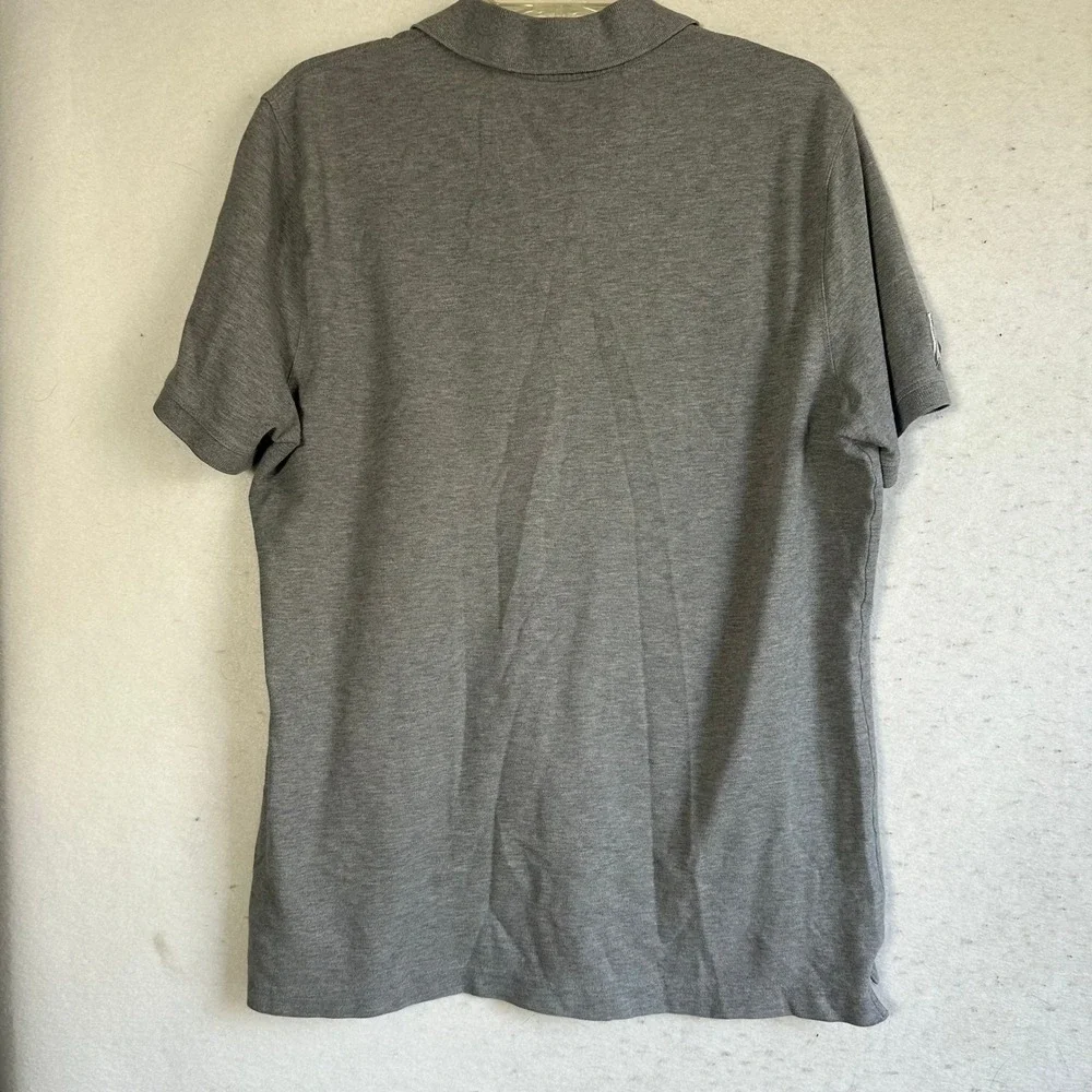 Banana Republic Mens Large Polo Shirt Gray Yellow Stripe Elephant Logo 78 Patch
